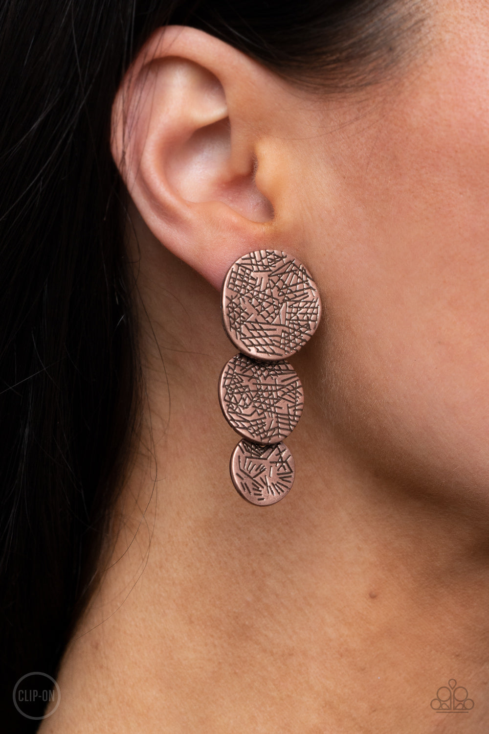 Ancient Antiquity Copper Paparazzi Clip-On Earrings Cashmere Pink Jewels