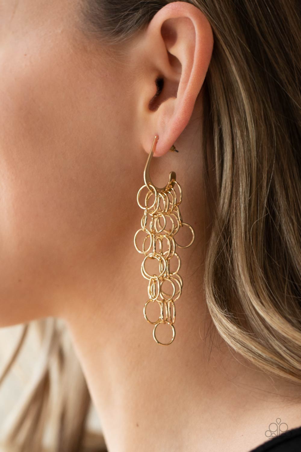 Long Live The Rebels Gold Paparazzi Earring Cashmere Pink Jewels