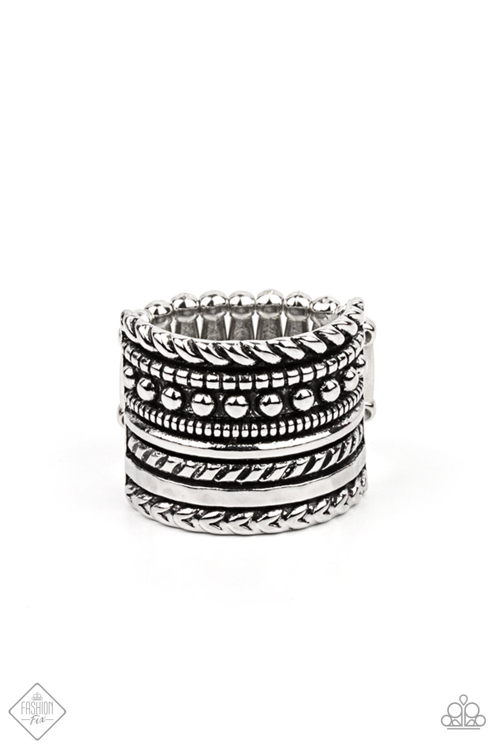 Stacked Odds Silver Paparazzi Ring Cashmere Pink Jewels