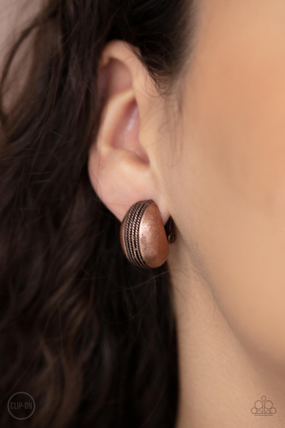 Classic Curves Copper Paparazzi Clip On Earring Cashmere Pink Jewels