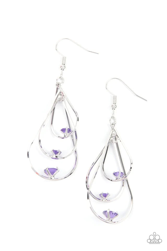 Drop Down Dazzle Purple Paparazzi Earring Cashmere Pink Jewels