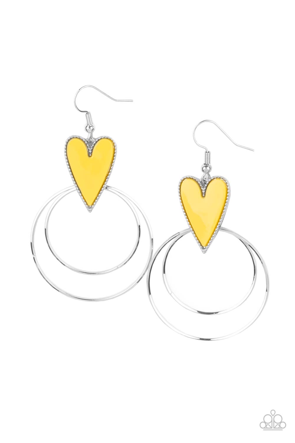 Happily Ever Hearts Yellow Paparazzi Earring Cashmere Pink Jewels