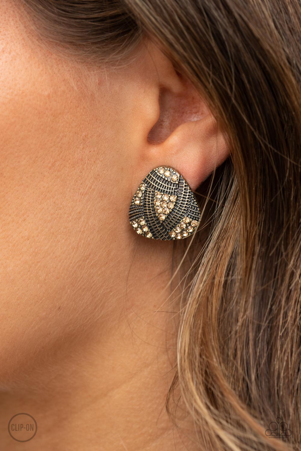 Gorgeously Galleria Brass Paparazzi Clip-On Earring Cashmere Pink Jewels