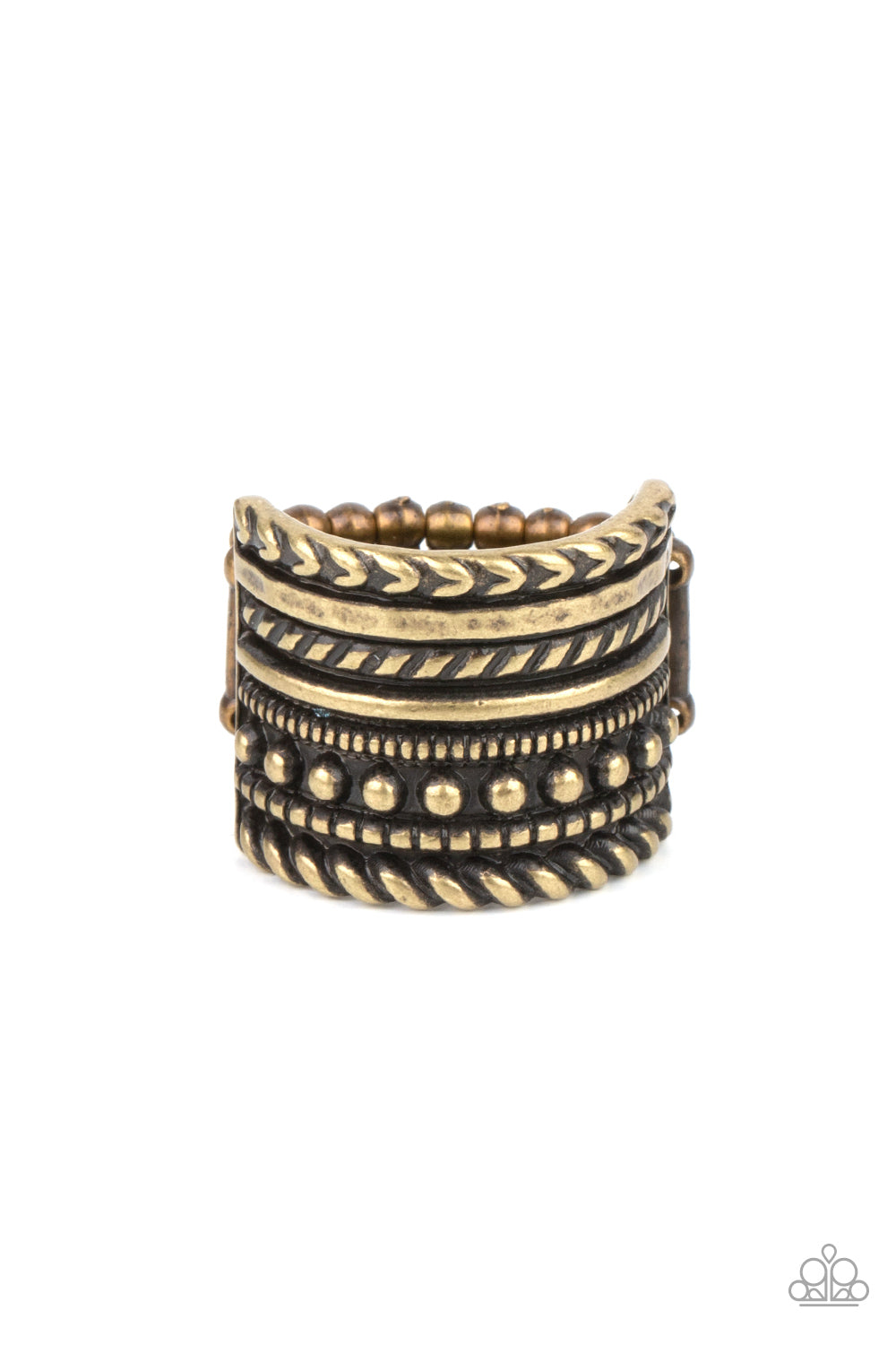 Stacked Odds Brass Paparazzi Ring Cashmere Pink Jewels