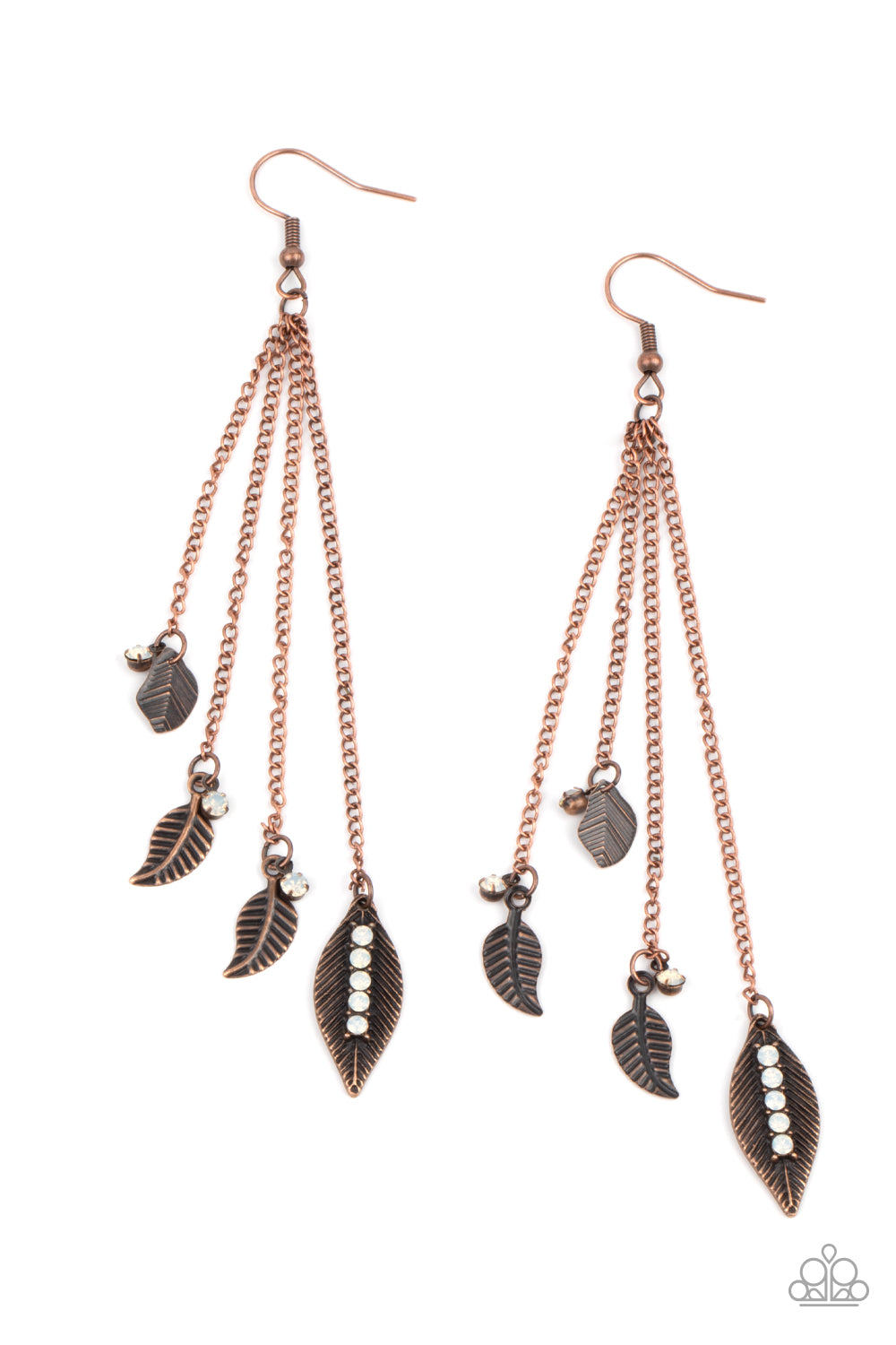 Chiming Leaflets Copper Paparazzi Earring Cashmere Pink Jewels