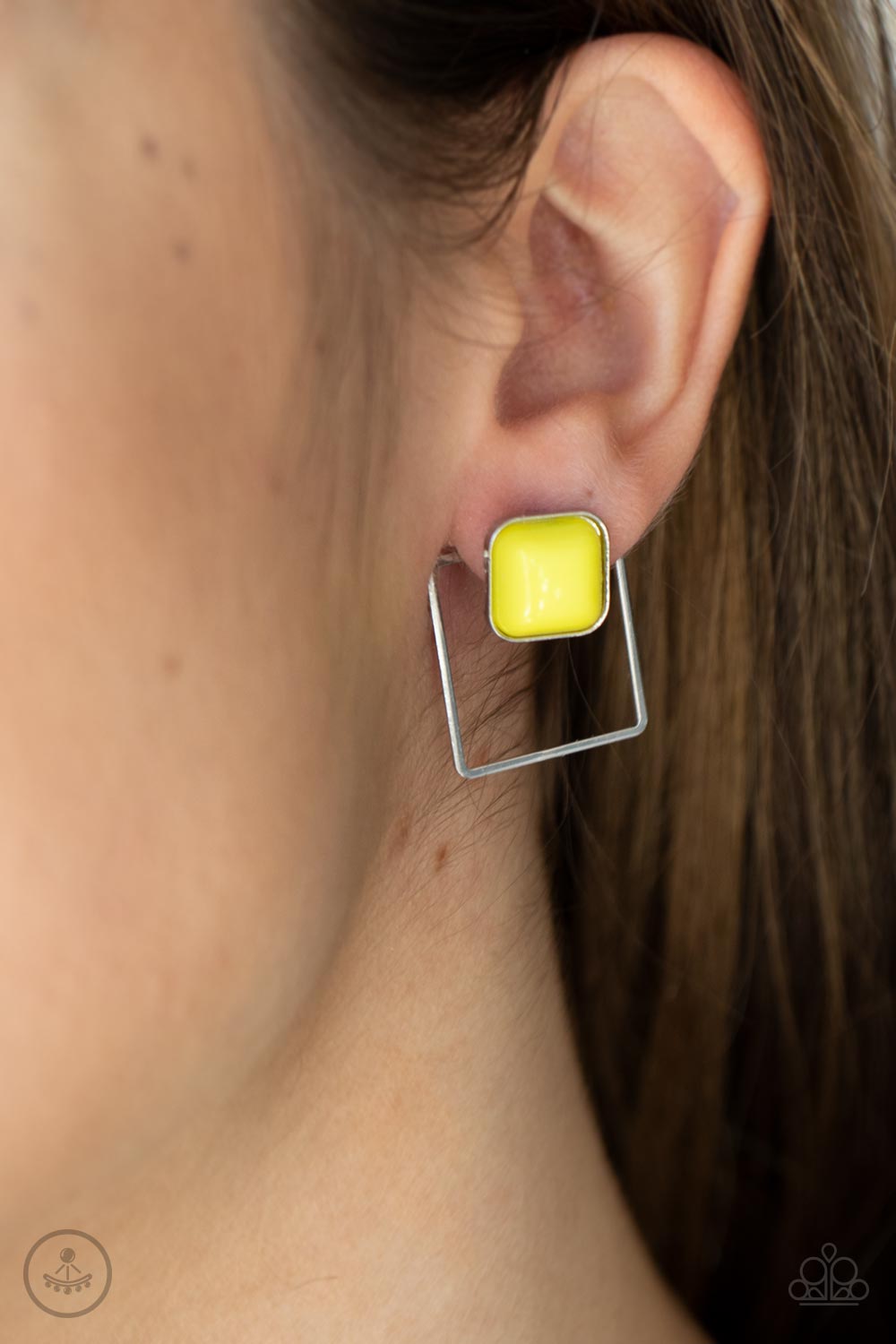 FLAIR and Square Yellow Paparazzi Earring Cashmere Pink Jewels