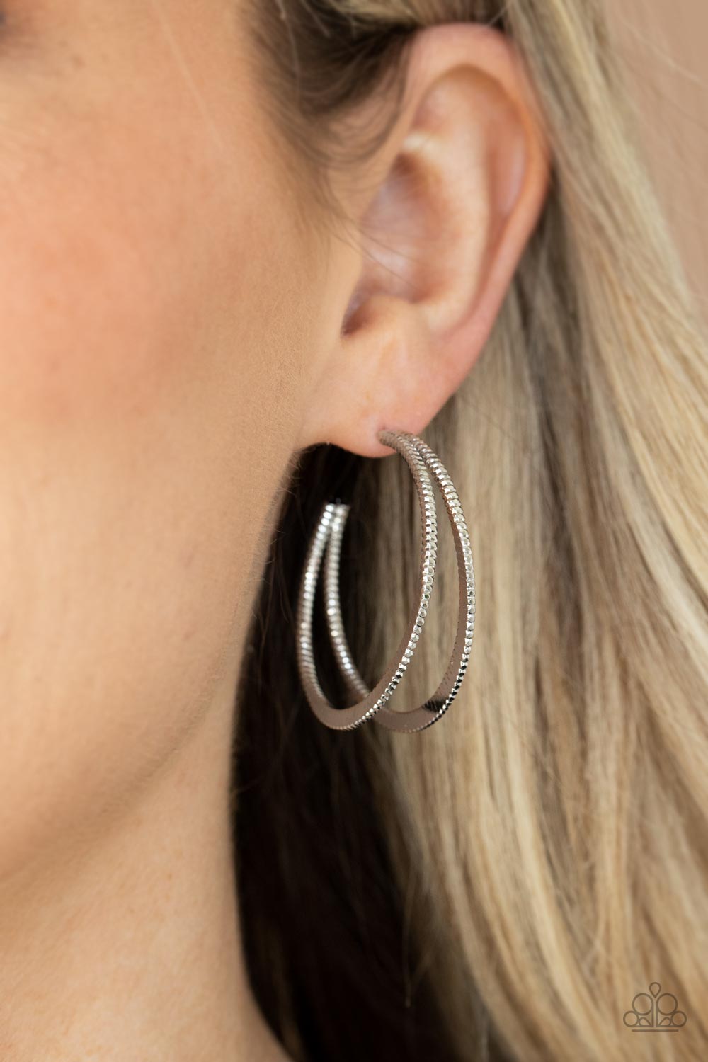 Rustic Curves Silver Paparazzi Earrings Cashmere Pink Jewels