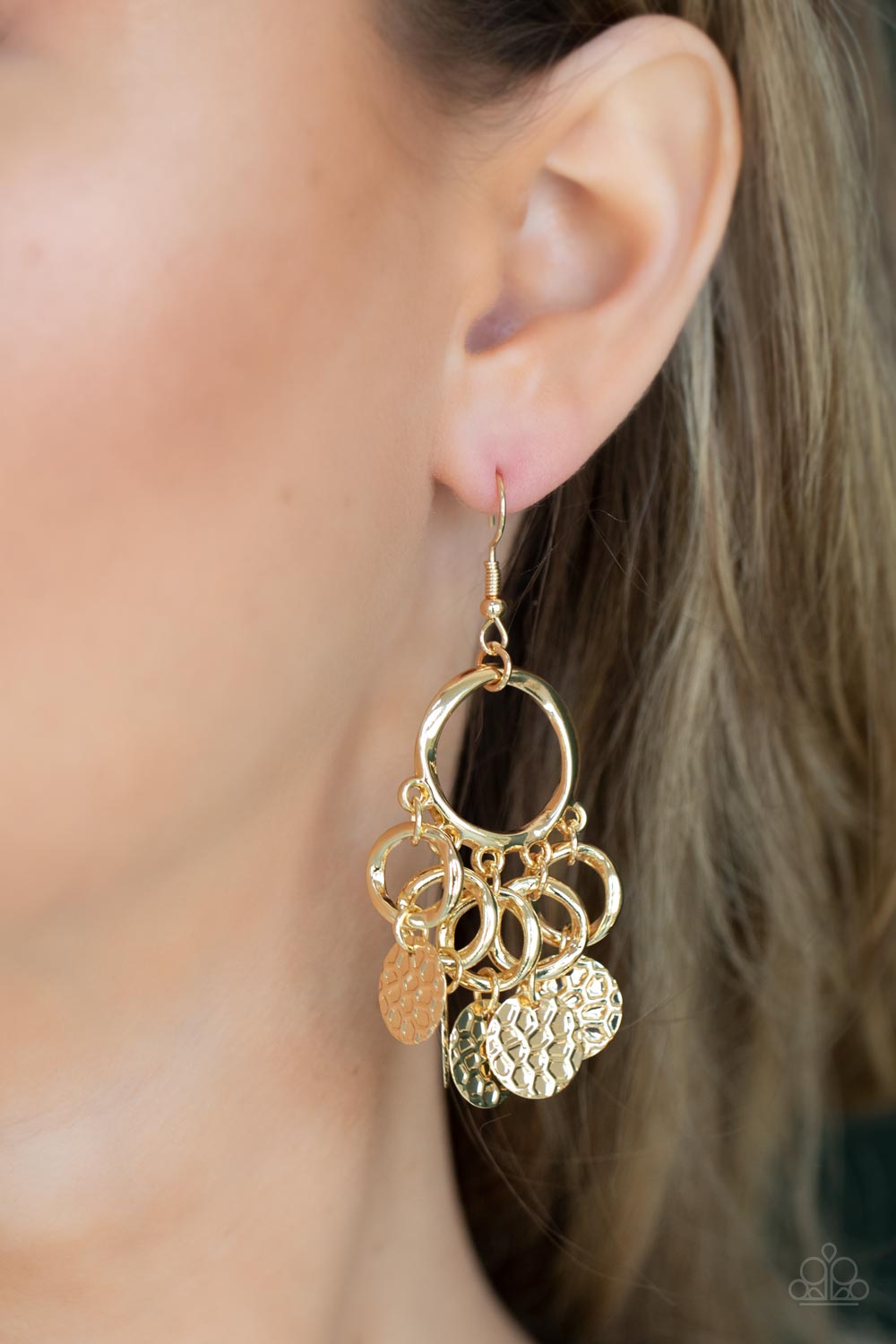 Partners in CHIME Gold Paparazzi Earrings Cashmere Pink Jewels