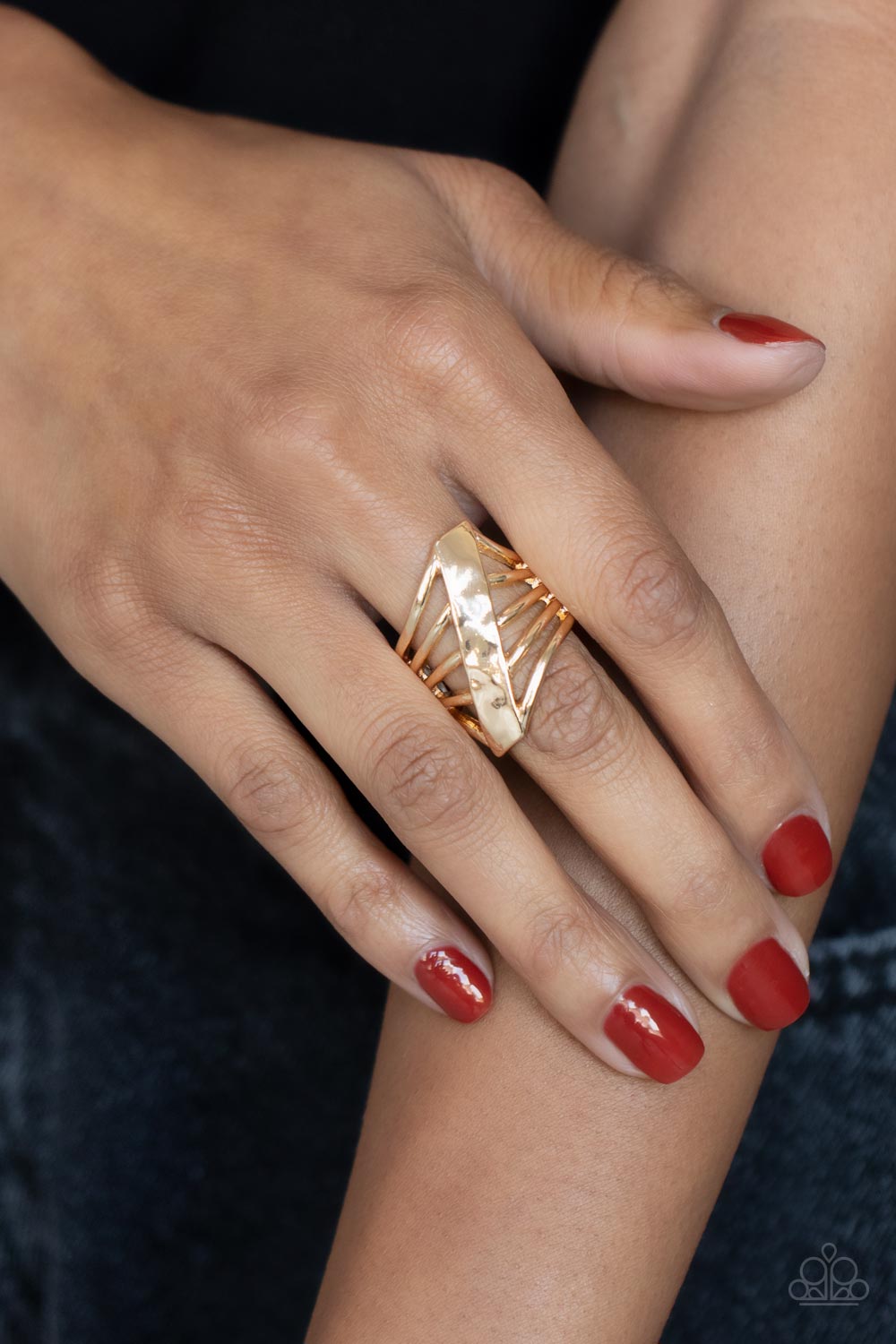 Encrypted Edge Gold Paparazzi Rings Cashmere Pink Jewels