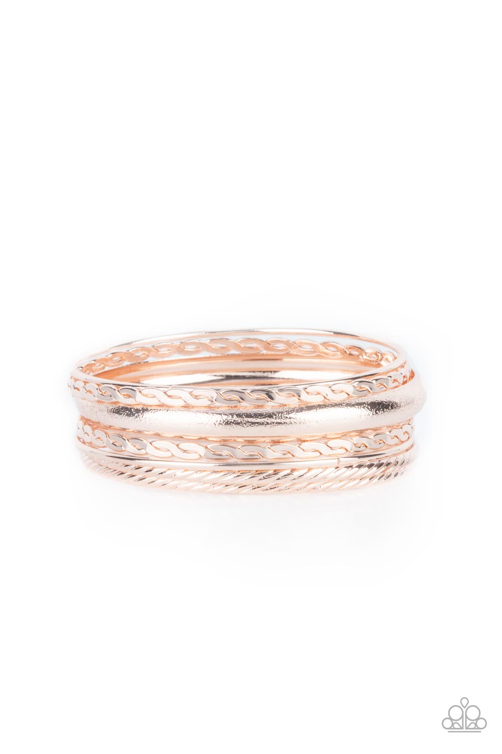 Trophy Texture Rose Gold Paparazzi Bracelet Cashmere Pink Jewels