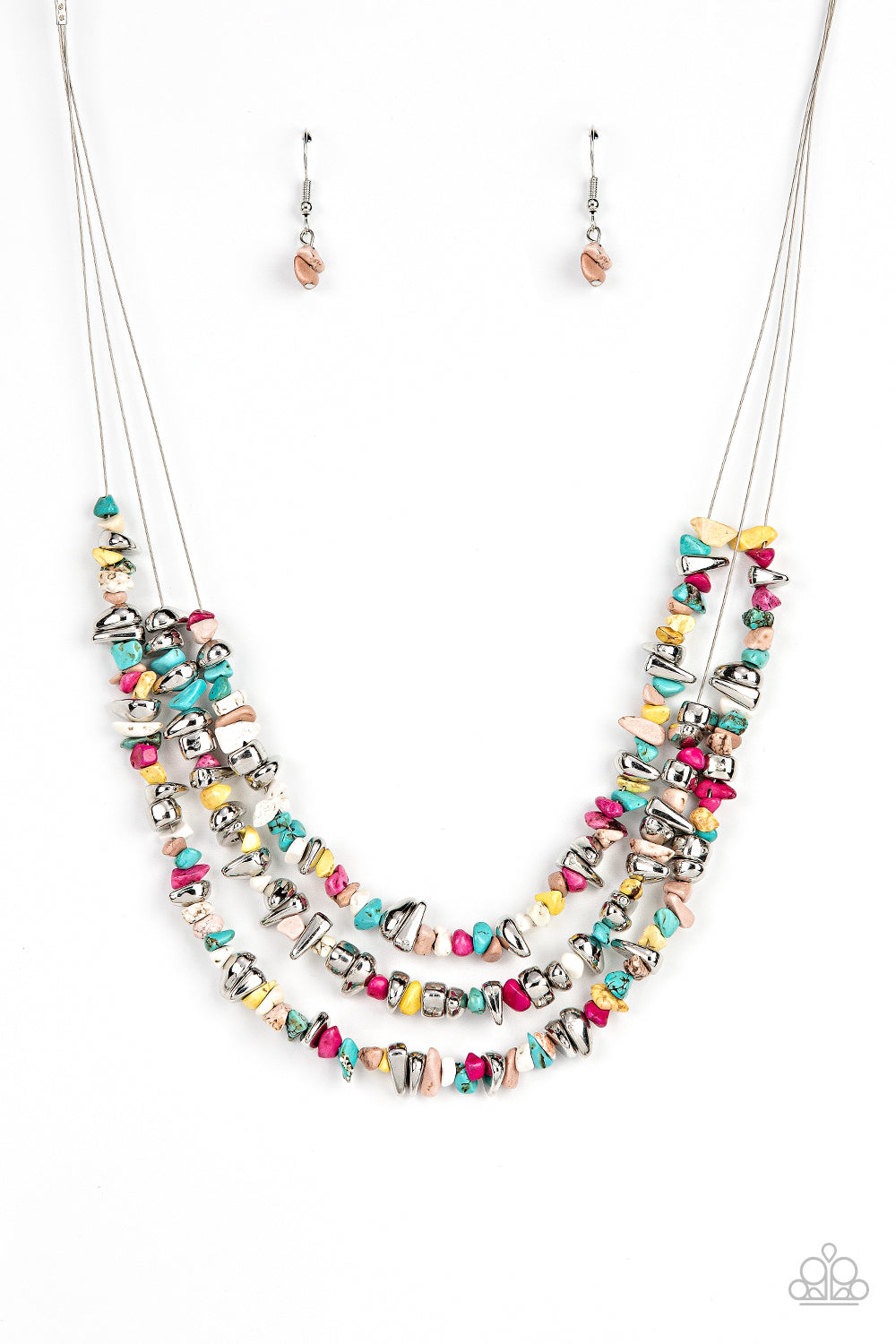 Placid Pebbles Multi Paparazzi Necklaces Cashmere Pink Jewels