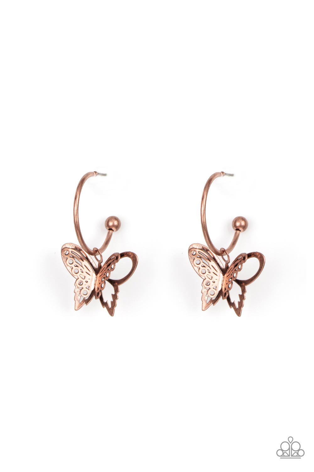 Butterfly Freestyle Copper Paparazzi Earrings Cashmere Pink Jewels