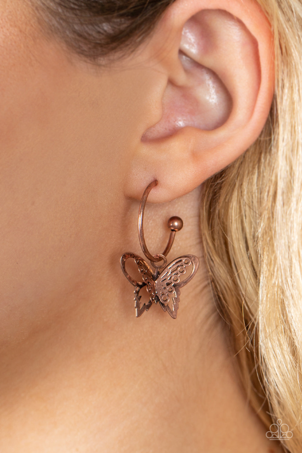 Butterfly Freestyle Copper Paparazzi Earrings Cashmere Pink Jewels