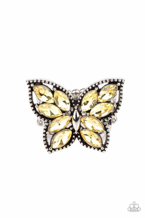 Fluttering Fashionista Yellow Paparazzi Ring Cashmere Pink Jewels