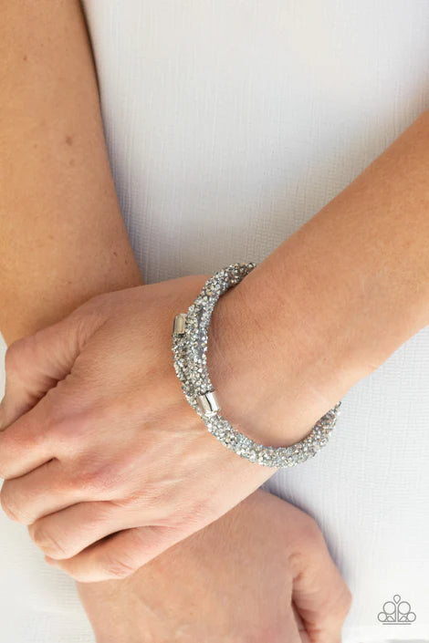 Roll Out the Glitz Silver Paparazzi Bracelets Cashmere Pink Jewels